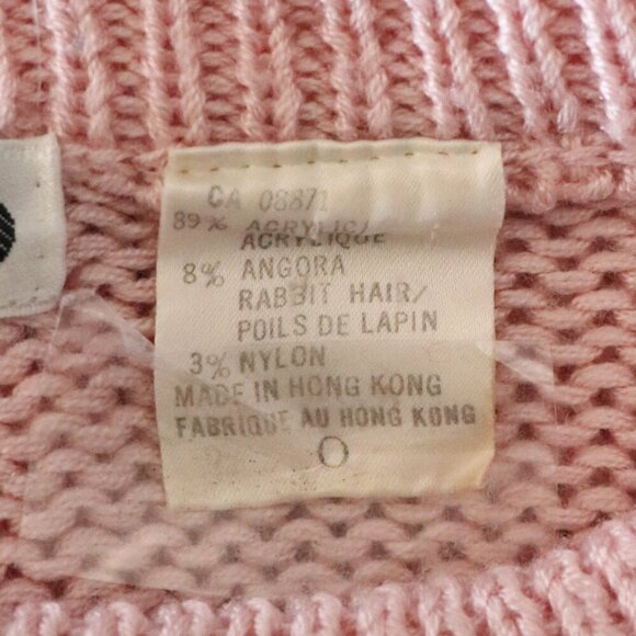 Vntg Tamiko Women's L Pink Angora/Rabbit Hair Pullover Crew Knit Ribbed Sweater - Picture 11 of 11